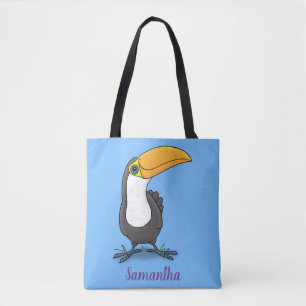 Cute lycklig toucan tecknad illustration tygkasse