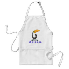 Cute lycklig tucan leende exotisk fågeltecknad förkläde