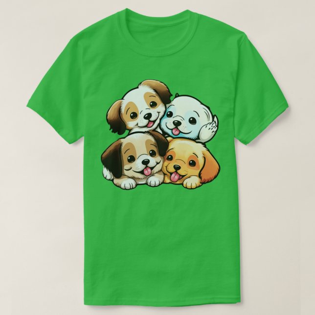 Cute Lycklig valpar T Shirt (Design framsida)