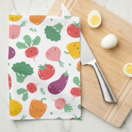 Cute lycklig veggies kökshandduk