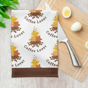 Cute Lycklig Watercolor Stars och Coffee Beans Kökshandduk