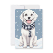 Cute Lycklig White Hund - kort - kort