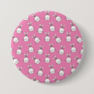 Cute Lycklig White-Påskhare på Rosa Knapp