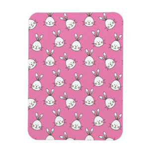 Cute Lycklig White-Påskharn på Rosa Magnet