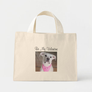 Cute Lycklig White Puppy Hund med Rosa Scarf Söt Mini Tygkasse