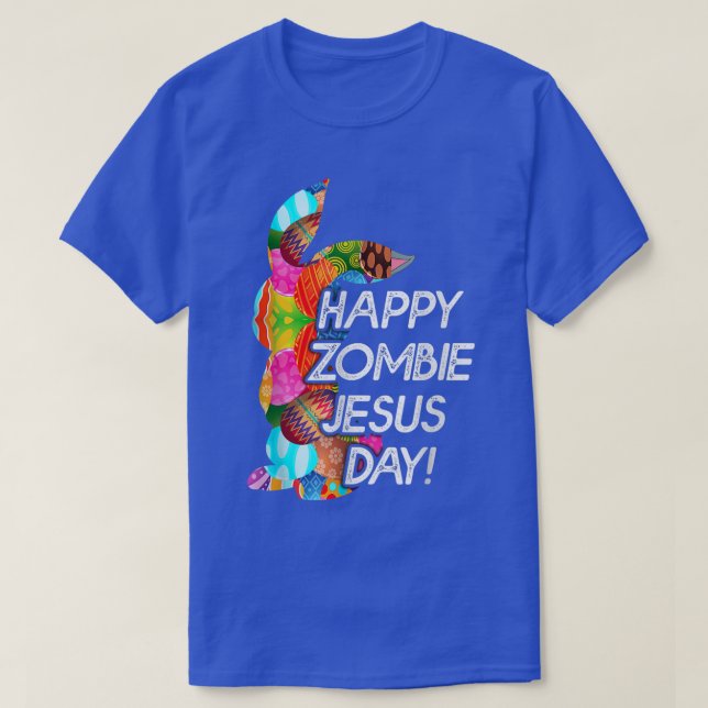 Cute Lycklig Zombie Jesus Day Påskhare För manar W T Shirt (Design framsida)