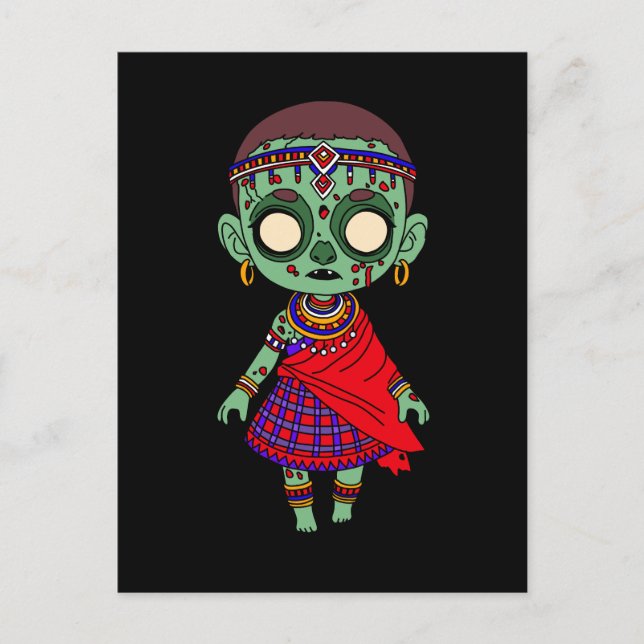 Cute Maasai Zombie Vykort (Framsida)