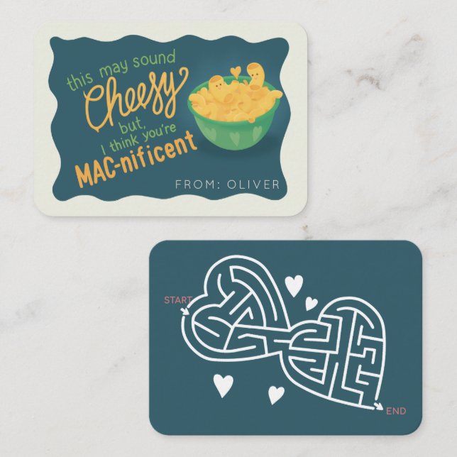 Cute Mac-nificent Mac & Cheese klassrum Valentine Anteckningskort (Fram/baksida)
