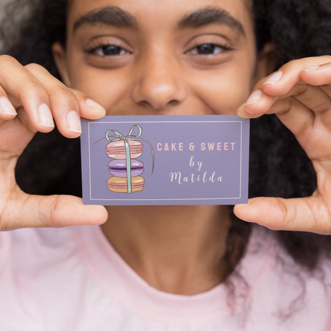 Cute Macaron Bakery Cake & Sweets Visitkort (Skapare uppladdad)