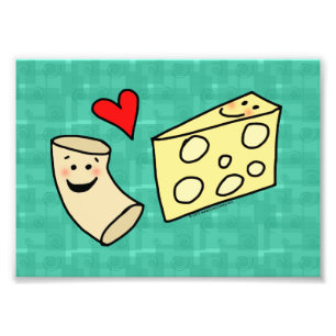Cute Macaroni Kärlek Cheese Art Skriv ut Fototryck