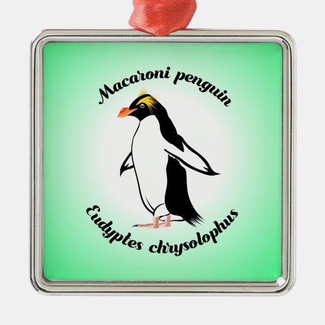 Cute Macaroni Penguin Julgransprydnad Metall (Framsidan)