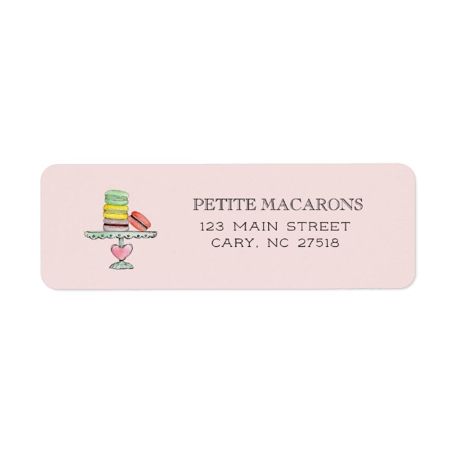 Cute Macarons rosa returadress Returadress Etikett (Framsidan)