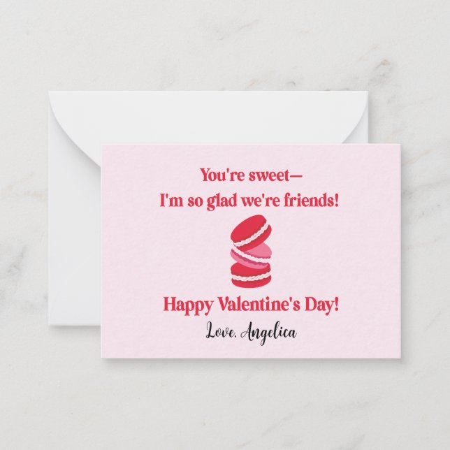 Cute Macarons Valentines day Classroom Anteckningskort (Framsida)