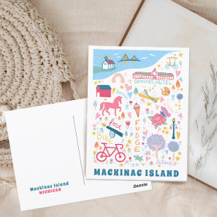 Cute Mackinac, Michigan Karta Favorite Sak Vykort