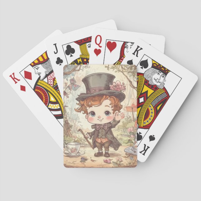 Cute Mad Hatter Whimsical Wonderland Woodland Art Casinokort (Baksidan)