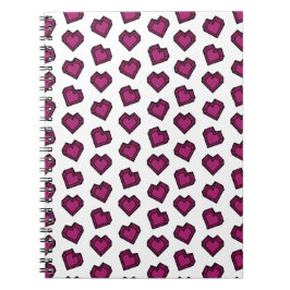 Cute Magenta Mörk Rosa Gemstone Heart mönster Anteckningsbok