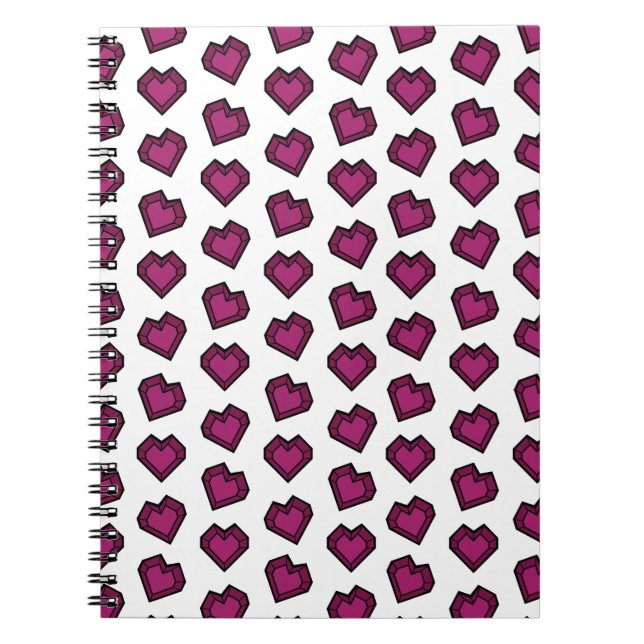 Cute Magenta Mörk Rosa Gemstone Heart mönster Anteckningsbok (Framsidan)