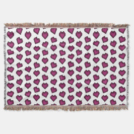 Cute Magenta Mörk Rosa Gemstone Heart mönster Filt