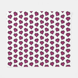 Cute Magenta Mörk Rosa Gemstone Heart mönster Fleecefilt