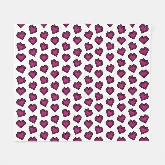 Cute Magenta Mörk Rosa Gemstone Heart mönster Fleecefilt (Framsidan (Horisontell))
