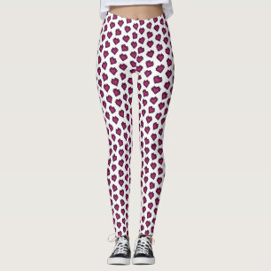 Cute Magenta Mörk Rosa Gemstone Heart mönster Leggings