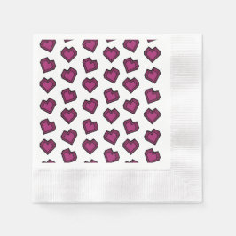 Cute Magenta Mörk Rosa Gemstone Heart mönster Pappersservett