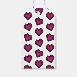 Cute Magenta Mörk Rosa Gemstone Heart mönster Presentetikett