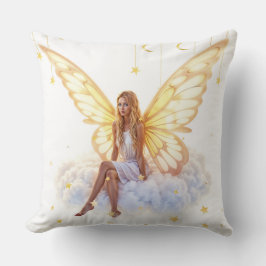 Cute Magi Blue ögon Fairy bright Gulden vingar Kudde