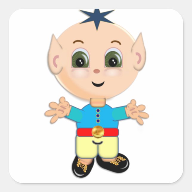 Cute magi-elf fyrkantigt klistermärke (Framsida)