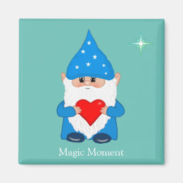 Cute magi gnome med hjärta på teal magnet
