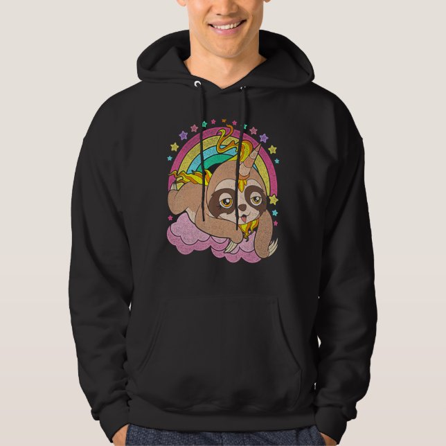 Cute Magic Animal Rainbow Slothicorn Sloth Unic Hoodie (Framsida)