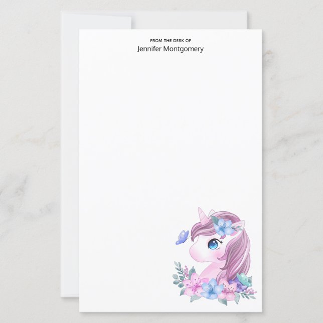 Cute & Magic Baby Unicorn i vattenfärg (Framsida)