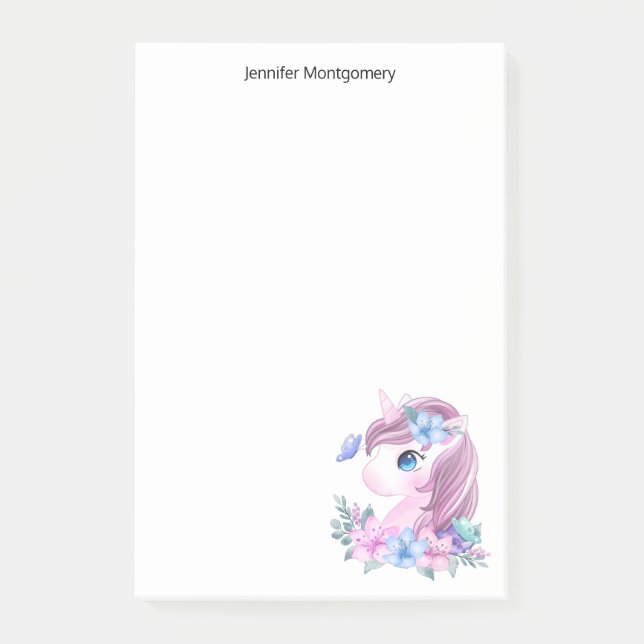 Cute & Magic Baby Unicorn med stort Öga Post-it Block (Framsida)