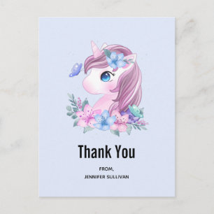 Cute & Magic Baby Unicorn Watercolor Tack Vykort