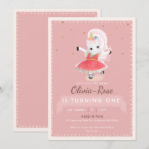 Cute Magic Ballerina Unicorn Rosa Girl Birthday