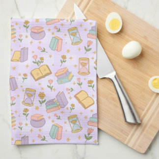 Cute Magic Books Purple Kitchen Towels Kökshandduk