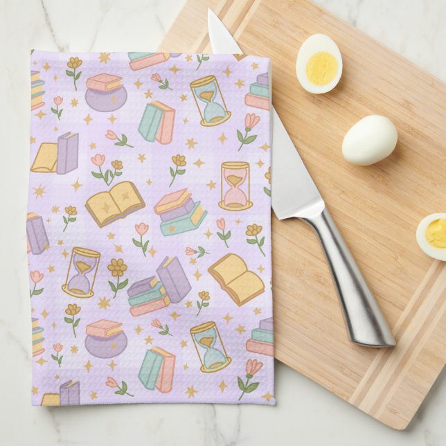 Cute Magic Books Purple Kitchen Towels Kökshandduk (Vikt i Fjärdedel)