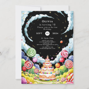 Cute Magic Candyland Birthday Inbjudningar