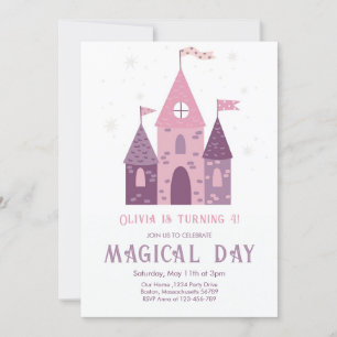 Cute Magic Day Princess Castle Girl Birthday Inbjudningar