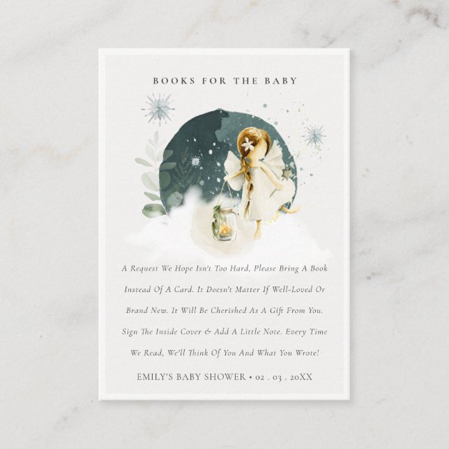 Cute Magic Enchanted Fairy Bokar for Baby Shower Tilläggskort (Framsida)