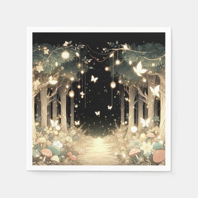 Cute Magic Enchanted Forest Baby Shower Pappersservett (Framsidan)