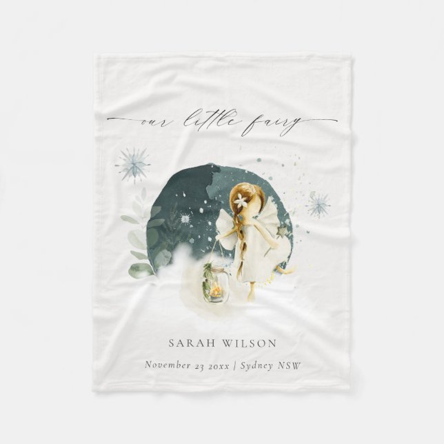 Cute Magic Enchanted Little Garden Fairy Snö Fleecefilt (Framsidan)