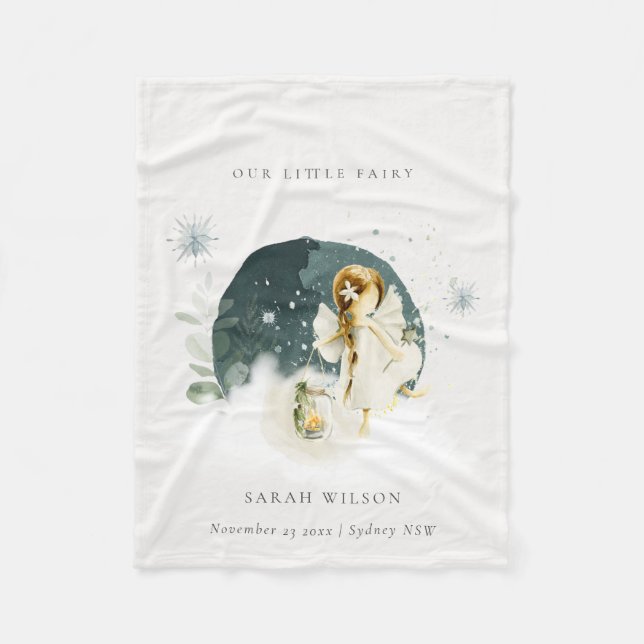 Cute Magic Enchanted Little Garden Fairy Snö Fleecefilt (Framsidan)