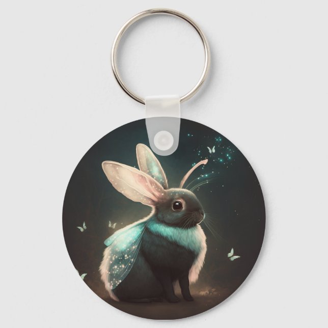 Cute Magic Fairy Bunny Rabbit Nyckelring (Framsida)