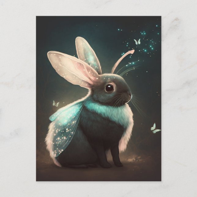 Cute Magic Fairy Bunny Rabbit Vykort (Framsida)