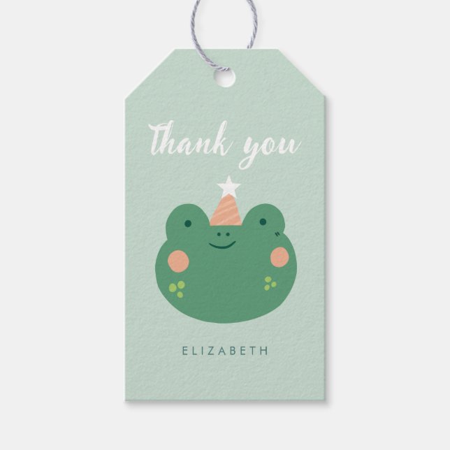 Cute Magic Frog Birthday Presentetikett (Framsidan)