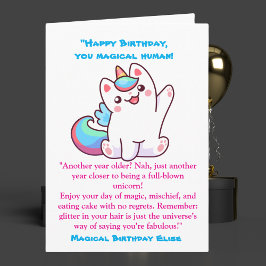 Cute Magic Funny Unicorn Barns födelsedag Hälsning Kort