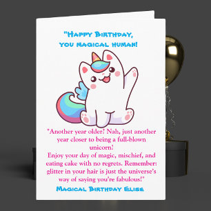 Cute Magic Funny Unicorn Barns födelsedag Hälsning Kort