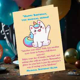 Cute Magic Funny Unicorn Barns födelsedag Hälsning Kort