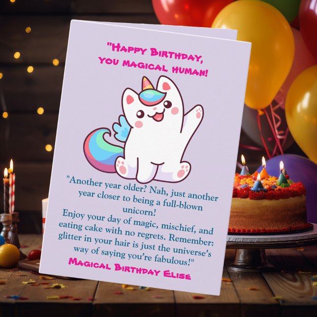 Cute Magic Funny Unicorn Barns födelsedag Hälsning Kort (Skapare uppladdad)